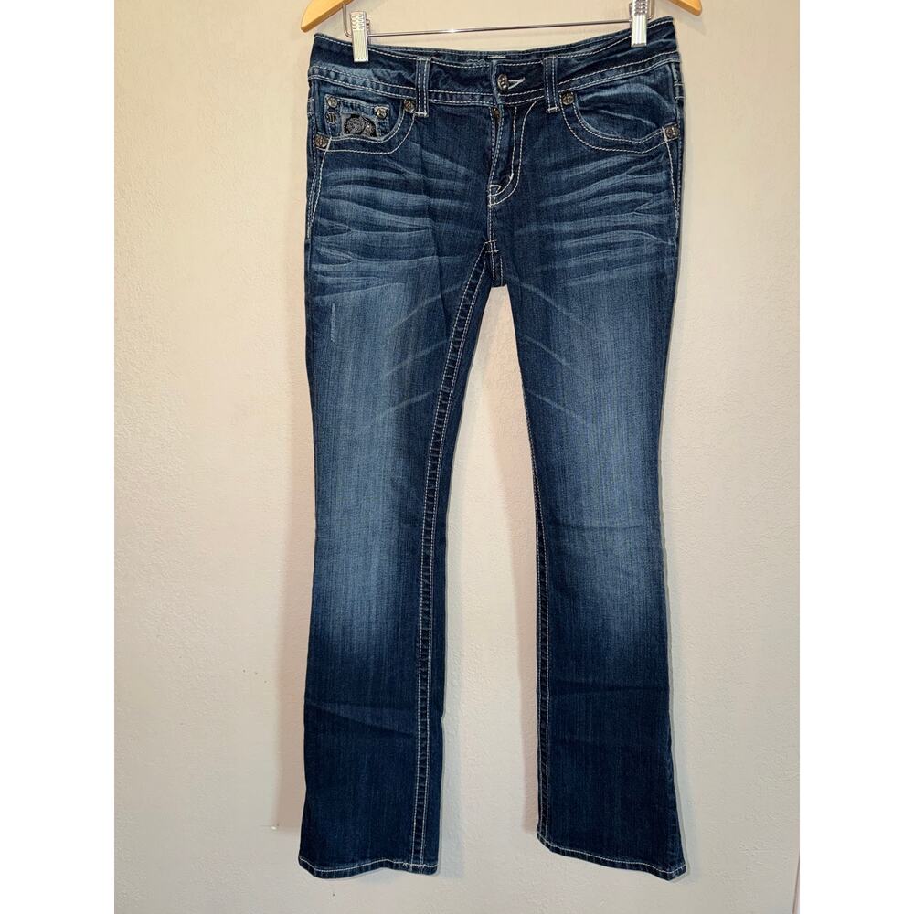 Miss Me studded rhinestone bootcut jeans SZ 30 - Picture 3 of 10